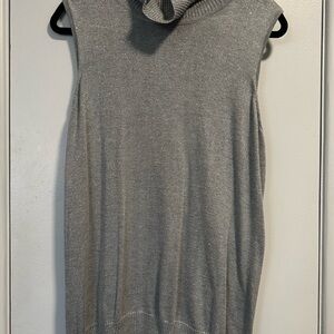 Gray Sleeveless Turtleneck Sweater